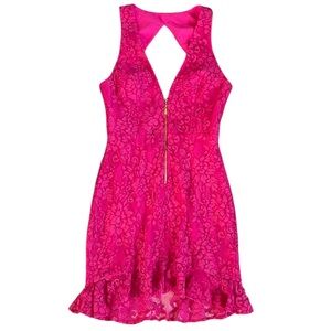 NWT Revolve NBD X NAVEN Pink Lace Zip Front Open Back Dress Size Small
